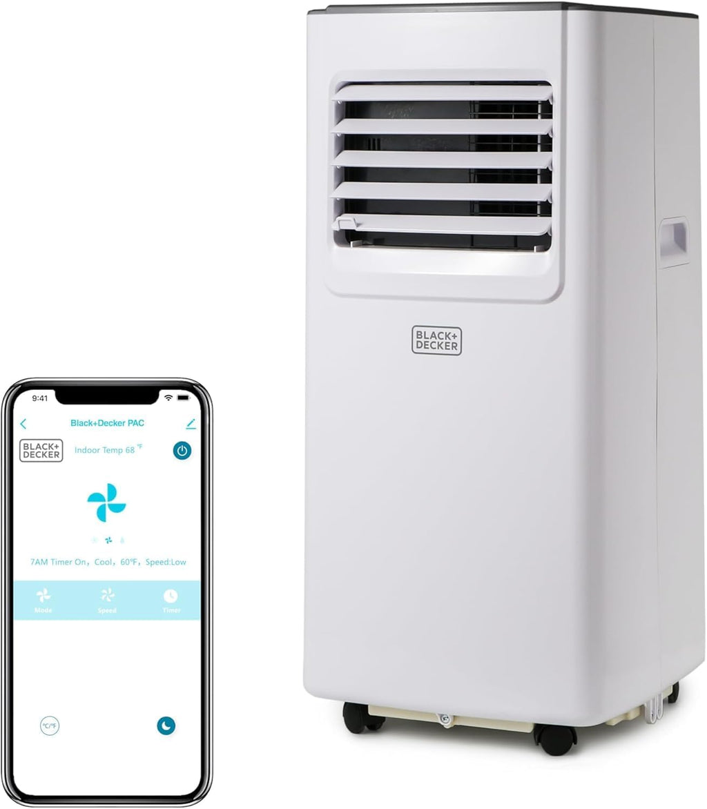 BLACK+DECKER 8.000 BTU Portable Air Conditioner with Wifi & Remote Control. 3-1-in AC. Fan & Dehumidifier. with App. Alexa & Google Assistant. Window Kit