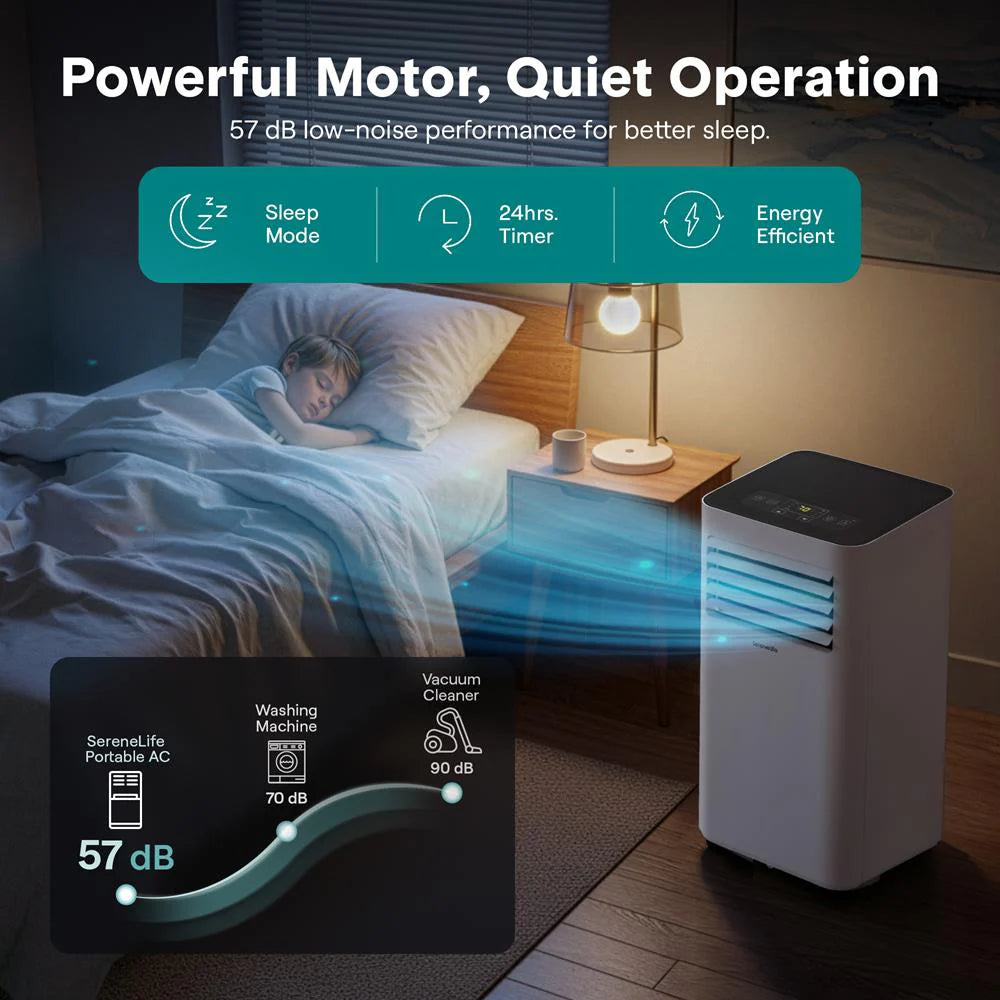 Portable Air Conditioner 8,000 BTU WiFi Dehumidifier, Remote, White