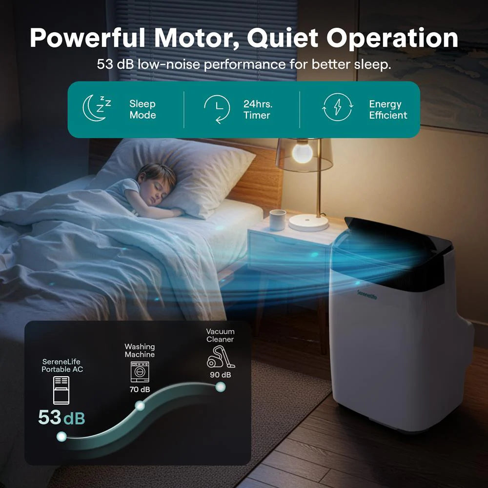 Portable Air Conditioner 10,000 BTU Efficient Cooling Dehumidifier White