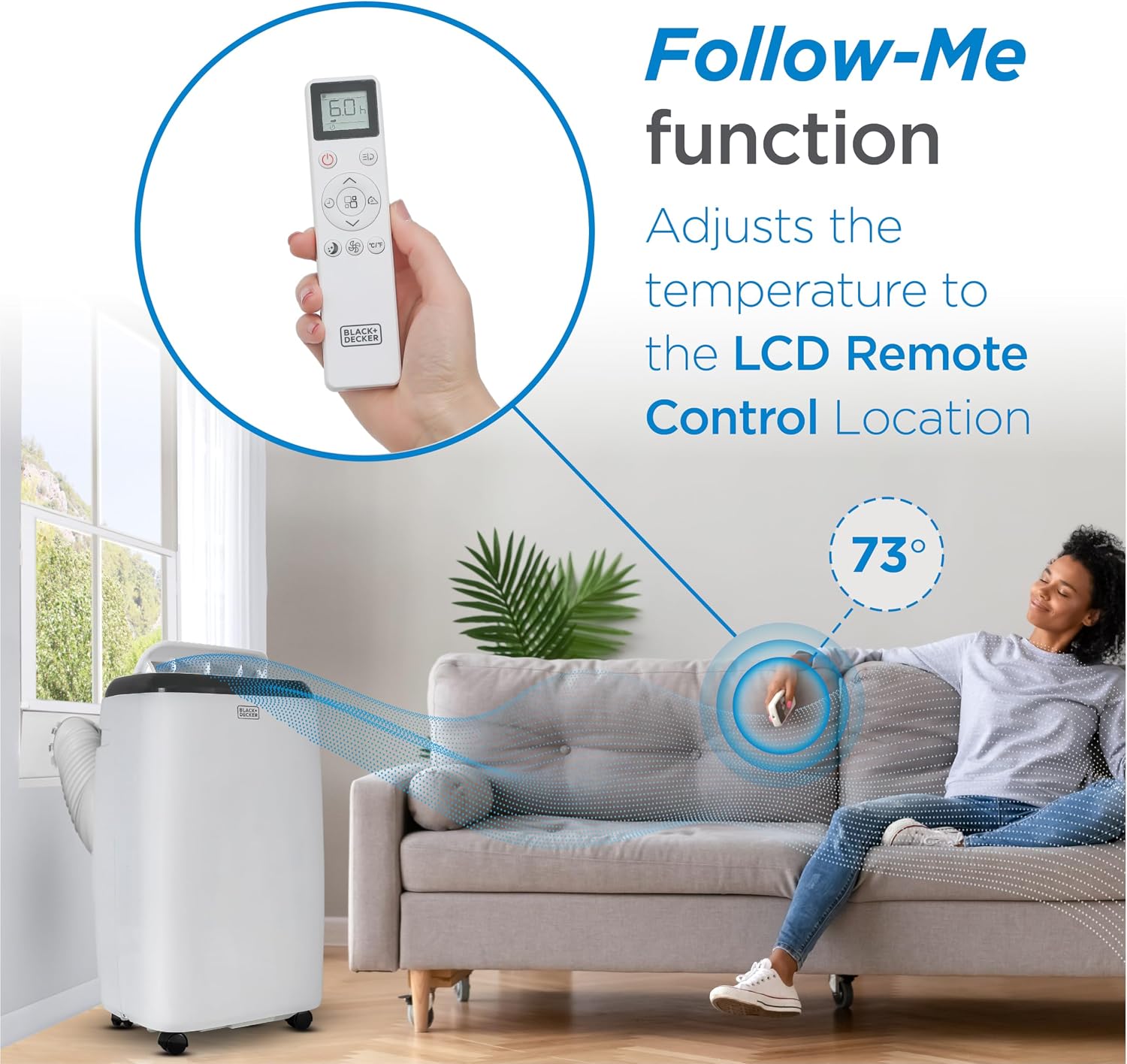BLACK+DECKER Portable Air Conditioner with Heat. 14.000 BTU with 12.000 BTU Heating for Rooms Up To 700 Sq. Ft.. Portable AC with Follow Me Remote Control.