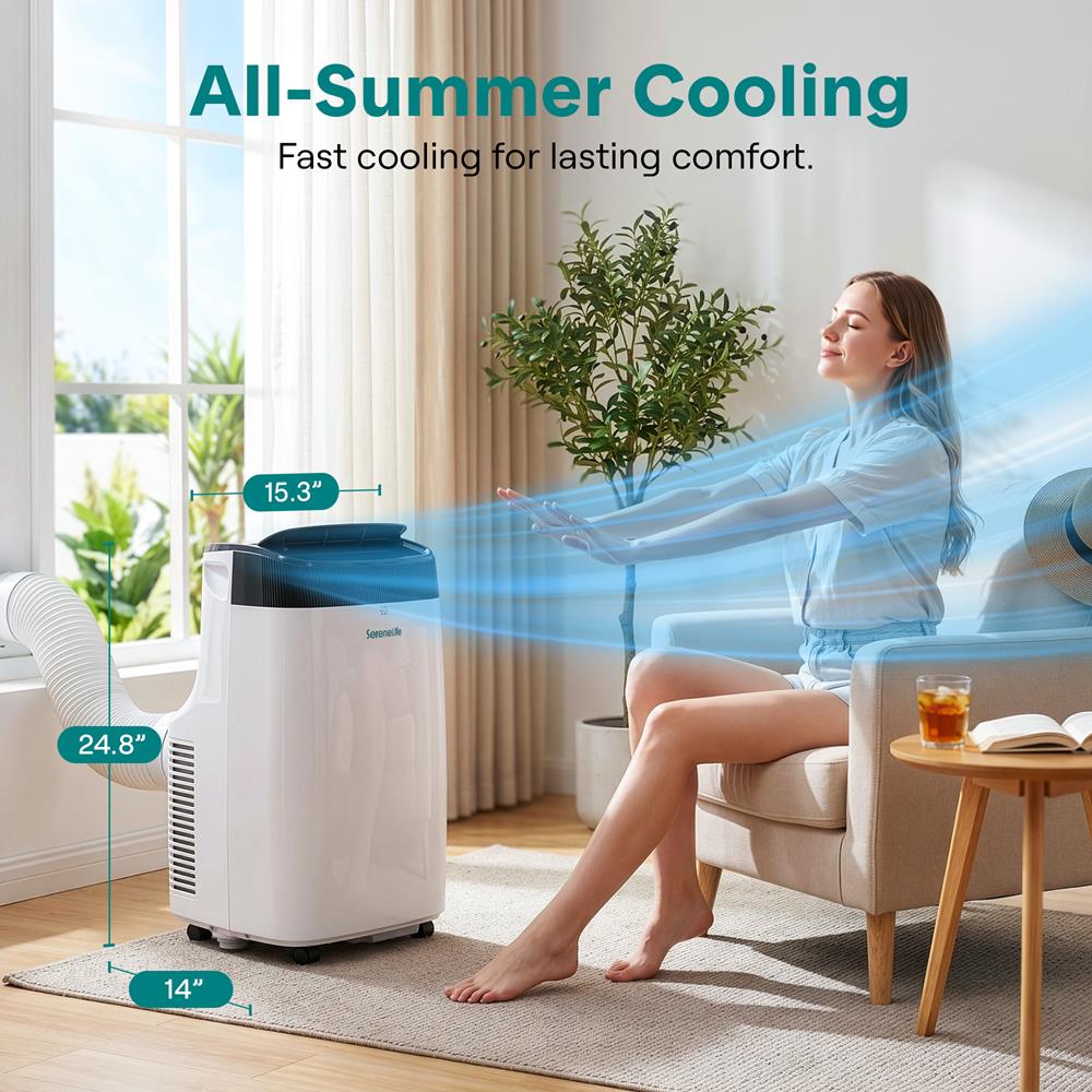Portable Air Conditioner 10,000 BTU Efficient Cooling Dehumidifier White