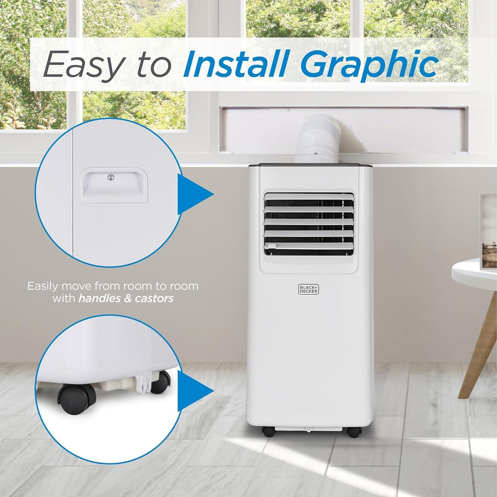 BLACK+DECKER 8.000 BTU Portable Air Conditioner with Wifi & Remote Control. 3-1-in AC. Fan & Dehumidifier. with App. Alexa & Google Assistant. Window Kit